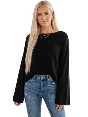 H&M Black Wide-Sleeve Knit Sweater - Size Medium